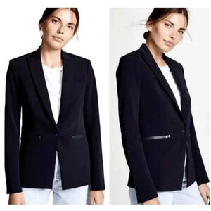 Veronica Beard 6 Iconic Scuba $645 Dickey Jacket Neoprene Stretch Blazer Black